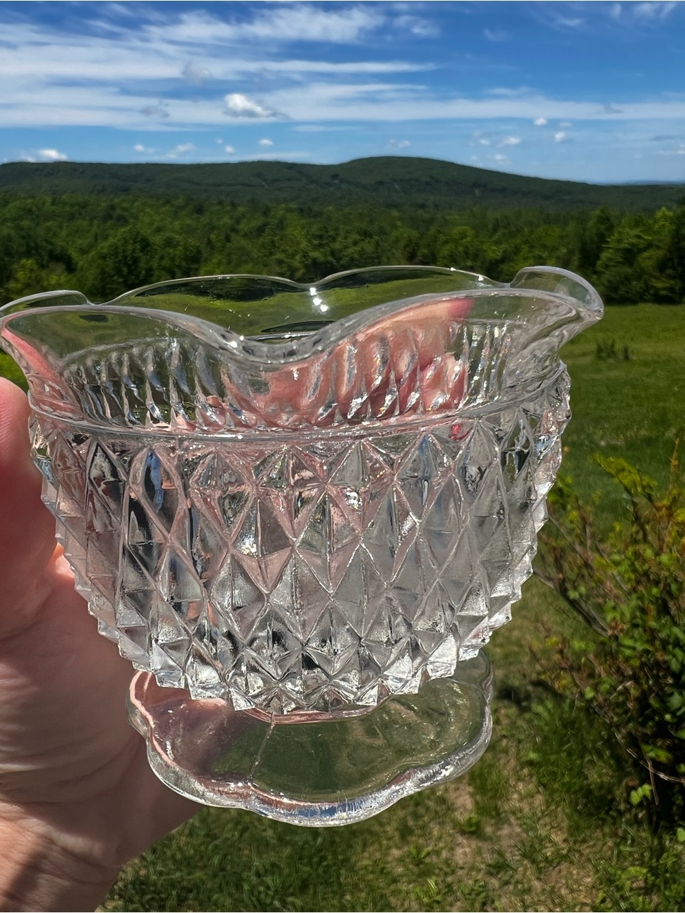 Indiana Glass Clear Diamond Pattern Candle Bowl